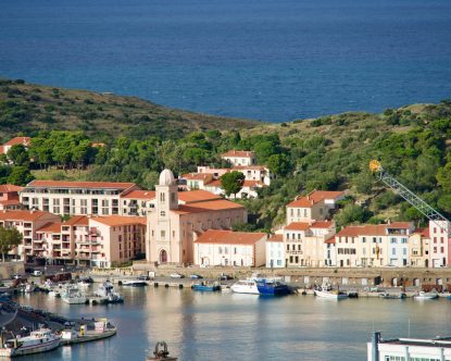 Harbour of Port Vendres, the ocean in the background